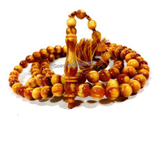 Indonesian Damar Pine Wood Tasbih 99 Beads Islamic Prayer Beads Natural 12mm picture