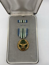 Vintage US Military JOINT SERVICE COMMENDATION Medal, Pin, Ribbon, NAMED w/ Box picture