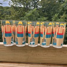 Vintage HJ Stotter Plastic Acrylic Tumbler Cup Swimmer Beach Pool Summer Theme 5 picture