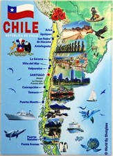 Chile Graphic Map and Attractions Souvenir Fridge Magnet 2.5