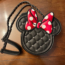 Loungefly Disney Minnie Mouse Mini Crossbody Bag Black Red White picture
