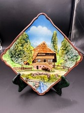 Germany Majolica Bas Relief Plate-House in the Woods picture