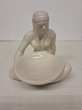 Frankoma Pottery Native American Indian Girl Bowl Maker Glossy White Figurine picture