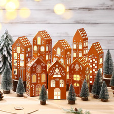16 Pcs Paper Gingerbread Christmas Village Set for Home Decor picture