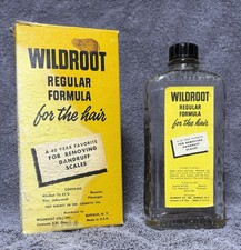 Vintage Wildroot Regular Formula Hair Tonic 5 oz Glass Bottle w/ Box 1950s picture