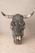 Wixárika Huichol Resin Bull - Handmade Glass Bead Art on Beeswax picture