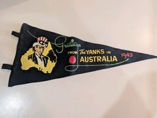 Vintage WWII 1943  Greetings from the YANKS in Australia Pennant  picture