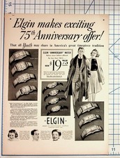 Vintage 1939 Elgin Watch 75th Anniversary Print Ad Art Deco Illustration picture