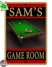 Personalized GAME ROOM Sign YOUR NAME BILLAIRDS Durable Aluminum HI GLOSS PT7590 picture