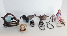 Schleich HORSE SADDLE & BRIDLE Large Lot Tack Saddles Bridle 10 Pieces Girl picture