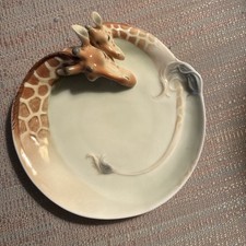 Vintage FRANZ Porcelain Giraffe Mother & Baby Plate FZ00540 picture