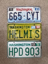 Vintage Washington License Plates Lot 3 Embossed 80s 90s Centennial picture