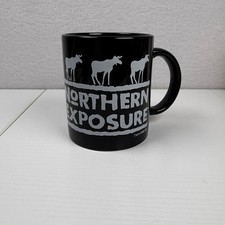 Vintage 1992 Northern Exposure Coffee Mug Black Moose Logo 90s TV Show Cicely picture