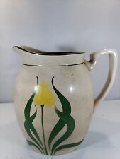 Hand Painted Shabby Chic Tulip Pitcher Stained Steubenville China Pottery Ohio  picture