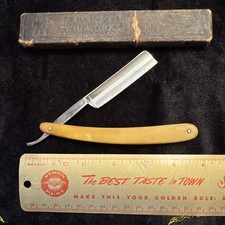 Vintage J.A. Henckels Straight Razor 5/8” Solingen Germany #401 Platinum w/Case picture
