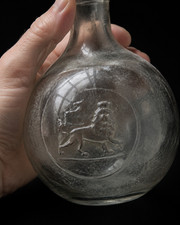 Ethiopian Haile Selassie Lion of Judah Berele Glass Drinking Flask Bottle picture