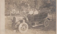 Franklin Style Touring Car Women Motorists Antique 1908 - RPPC Photo Postcard picture