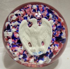 Bicentennial Dome Paperweight Glass Eagle 1776-1976 Patriotic 3.5