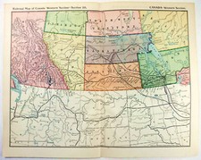 Original 1895 Railroad Map of Western Canada. Antique picture