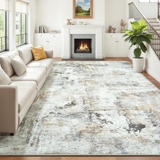 9x12 Area Rugs for Living Room, Large Washable Rug, Brown/Grey picture