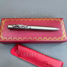 CARTIER Panthère Large Silver Tone Ballpoint Pen Panther Clip Luxury Rare picture