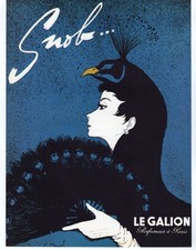 1956 Le Galion Snob Perfume G Manuel French Fashion Peacock Illustration Art picture