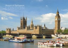 Chrome Postcard London England Houses Of Parliament Big Ben River Thames picture