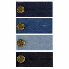 4 Pieces Denim Waist Extenders Button for Pants Jeans Trousers Black, Blue picture