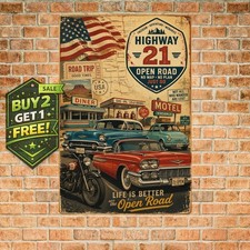 American Road Trip Route 66 Metal Sign Garage Wall Art picture