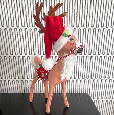 Annalee Fabric Reindeer Figurine Santa Hat 20 in picture