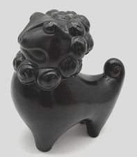 Stylized Foo Dog Figurine Black Ceramic Matte Glaze 7