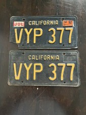 2 Matching Black CA License Plates picture