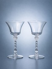 Heisey 1930s Set Of 2 Champagne Coupes Monte Cristo Crystal Glasses, 4x6.5