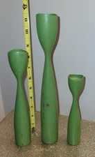 Vtg Danish Wooden Tulip 1960’s MCM Candle Sticks Set Of 3~As-found  picture