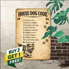 Terrier Dog House Rules Metal Sign Funny Puppy Humor Vintage Plaque 8x12 picture