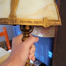Antique  E. Miller & Co slag glass lamp picture