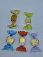 Vintage Campanella Murano Glass Candy Set 5 Gold Leaf Italian Art Glass picture