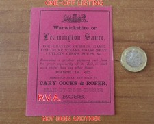 EX RARE ANTIQUE  EARLY WARWICKSHIRE SAUCE LABEL-CARY COCKS & ROPER-ROSS-ON-WYE picture