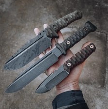 Set of Three Handmade D2 Steel Knives Micarta Handles Custom Fixed Blade Gift Se picture