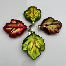 Dept 56 Blown Glass Leaf Set of 4 Multi Color 3