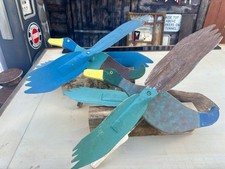 Vintage Hand-Painted Wooden Mallard Ducks Whirligig (pair) Look picture