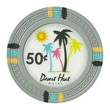 100 Gray 50¢ Cent Desert Heat Poker Chips - Buy 2, Get 1 Free - Mix & Match picture
