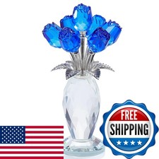 Movdyka Blue Rose Crystal Flower Figurine picture