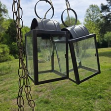 vintage brass hanging lanterns Cape Cod/ Colonial Style 70's  picture
