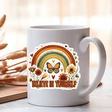 Positivity coffee mug 14 oz ceramic white glaze believe in yourself motivation  picture