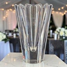 Vtg Signed Orrefors Crystal Corona Vase 1990s Sweden Lars Hellsten 5.75