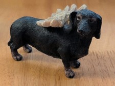 Vintage Dachshund Black Tan Life Like Angel Figurine 5