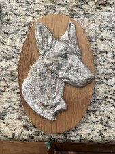 Vintage Cast Aluminum Metal German Shepherd Dog Head Decorative Plaque 1970s picture