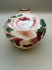 Hand-Painted Pink Floral Glass Bud Vase 5.5”-Vintage Cottage Decor picture