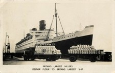 Ship Ocean Liner Cunard RMS Queen Mary Adv Joseph Rank Flour RPPC c1936 Postcard picture